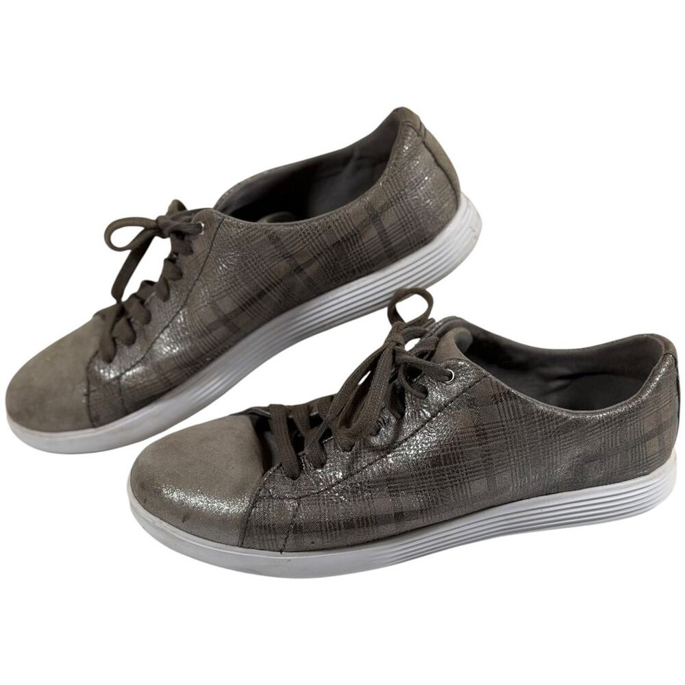 Cole Haan Grand OS Casual Sneakers, Women’s 9.5, Magnet, Plaid, Comfort Luxe